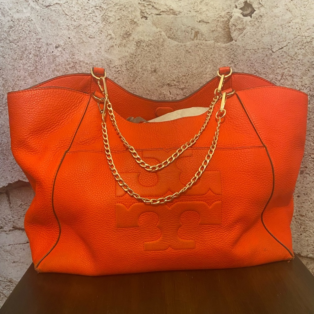 Tory Burch Orange Leather Tote